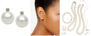 Belle de Mer 14k Gold Earrings, Cultured Freshwater Pearl (7mm) and Diamond Accent Stud Earrings 